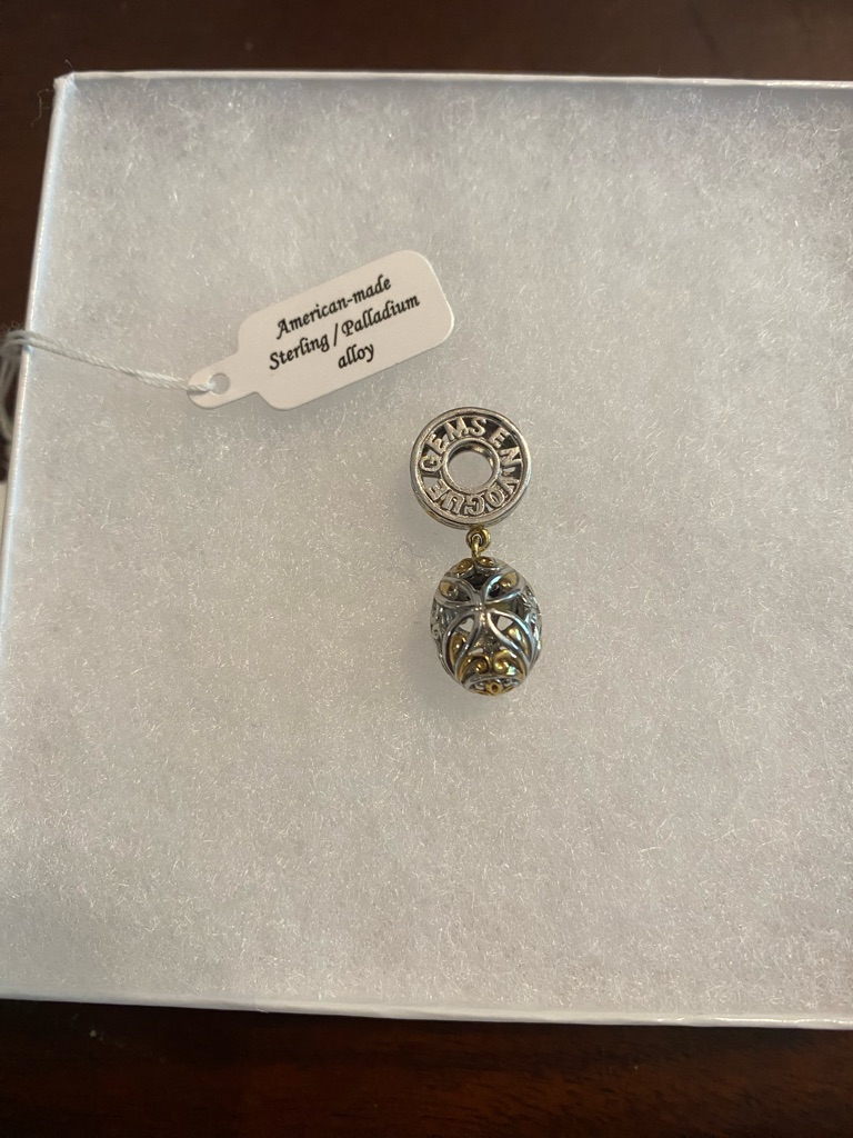 Gems En Vogue Egg Charm In Sterling Silver With 14k Accents
